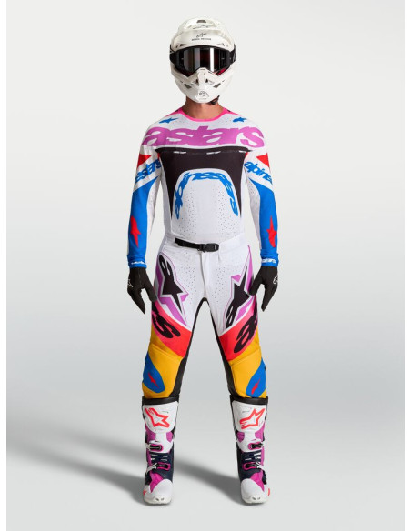 Tenue cross Alpinestars 2027 Supertech Dyna - Blanc Bleu Noir Violet