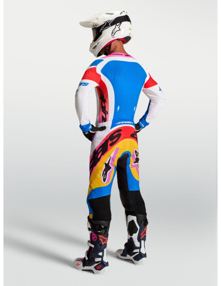 Tenue cross Alpinestars 2027 Supertech Dyna - Blanc Bleu Noir Violet