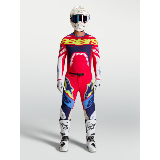 Tenue cross Alpinestars 2027 Supertech Dyna - Rouge Blanc Bleu