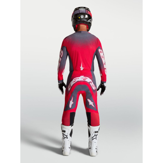 Tenue cross Alpinestars 2027 Supertech Hiten AFD - Gris Rouge Fluo Lila