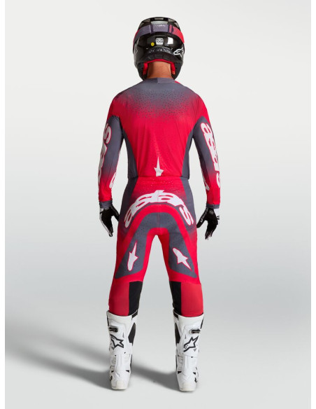 Tenue cross Alpinestars 2027 Supertech Hiten AFD - Gris Rouge Fluo Lila