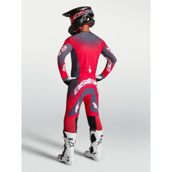 Tenue cross Alpinestars 2027 Supertech Hiten AFD - Gris Rouge Fluo Lila