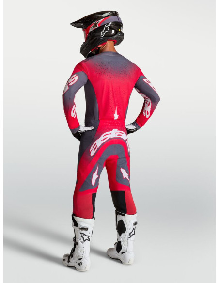 Tenue cross Alpinestars 2027 Supertech Hiten AFD - Gris Rouge Fluo Lila
