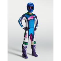 Tenue cross Alpinestars 2027 Techstar Maven - Blanc Bleu Vert Fluo 2