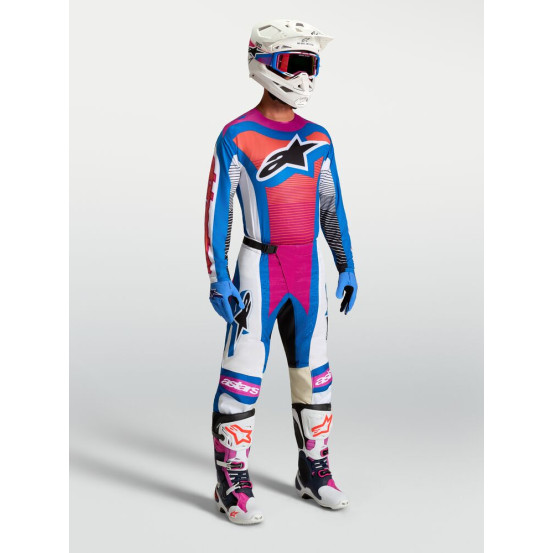 Tenue cross Alpinestars 2027 Techstar Maven - Blanc Corail Bleu