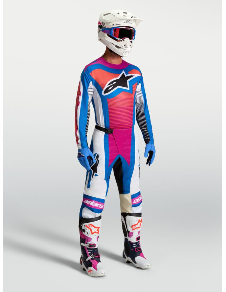 Tenue cross Alpinestars 2027 Techstar Maven - Blanc Corail Bleu