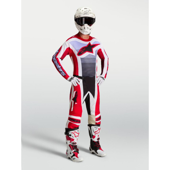 Tenue cross Alpinestars 2027 Techstar Maven - Rouge Blanc Lavande Noir