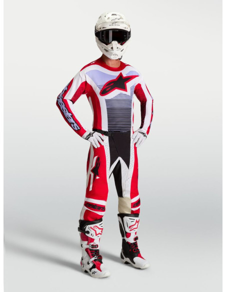 Tenue cross Alpinestars 2027 Techstar Maven - Rouge Blanc Lavande Noir