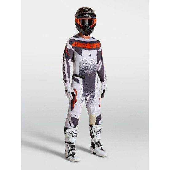 Tenue cross Alpinestars 2027 Techstar Swan - Lila Gris Rouge Fluo