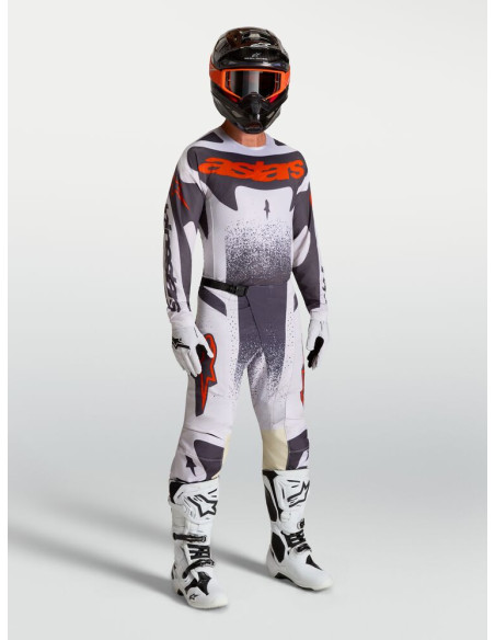 Tenue cross Alpinestars 2027 Techstar Swan - Lila Gris Rouge Fluo