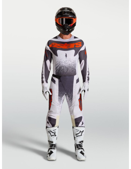Tenue cross Alpinestars 2027 Techstar Swan - Lila Gris Rouge Fluo