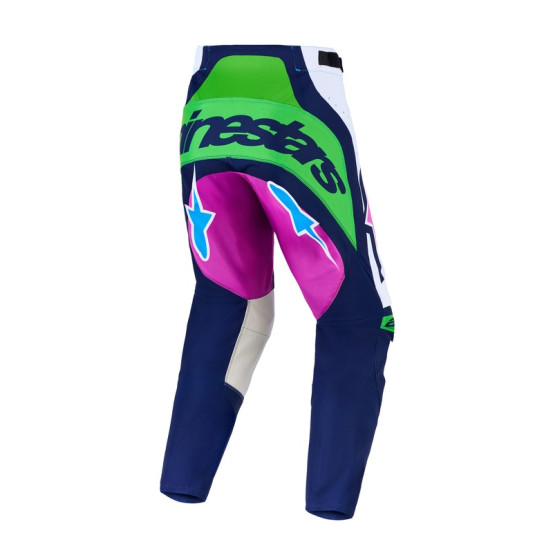 Pantalon cross Alpinestars 2027 Techstar Maven - Blanc Bleu Vert Fluo