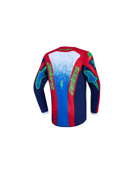 Maillot cross enfant Alpinestars 2027 Fluid Drag - Bleu Rouge Blanc