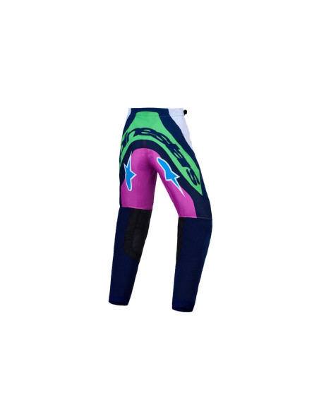 Pantalon cross enfant Alpinestars 2027 Supertech Maven - Blanc Bleu Vert Fluo