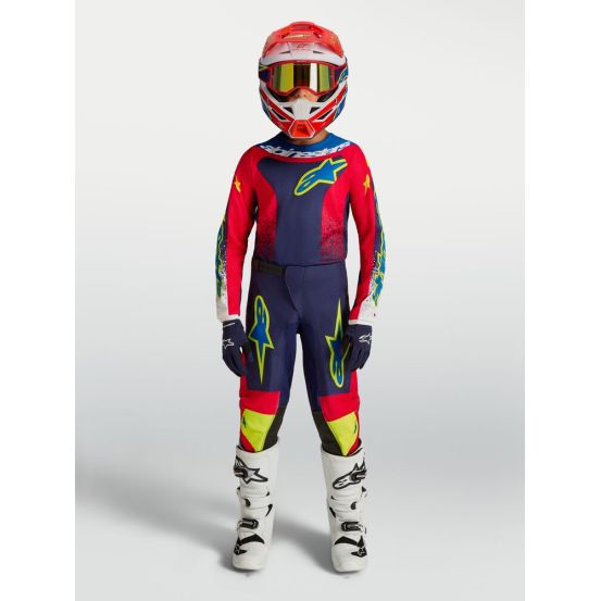 Tenue cross enfant Alpinestars 2027 Fluid Drag - Bleu Rouge Blanc