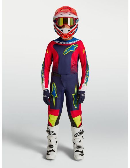 Tenue cross enfant Alpinestars 2027 Fluid Drag - Bleu Rouge Blanc