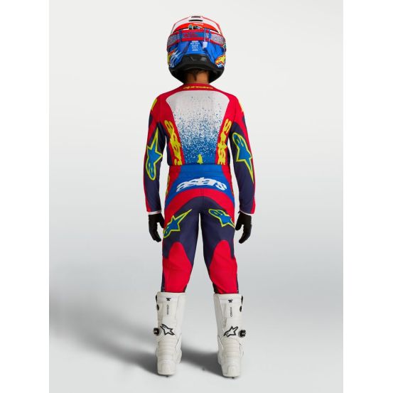 Tenue cross enfant Alpinestars 2027 Fluid Drag - Bleu Rouge Blanc