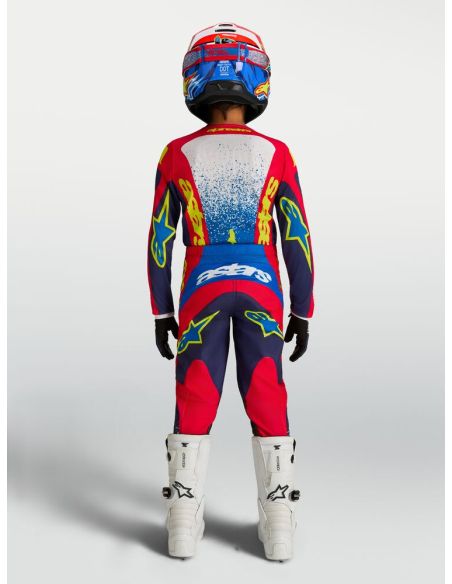 Tenue cross enfant Alpinestars 2027 Fluid Drag - Bleu Rouge Blanc
