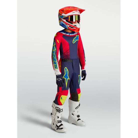 Tenue cross enfant Alpinestars 2027 Fluid Drag - Bleu Rouge Blanc