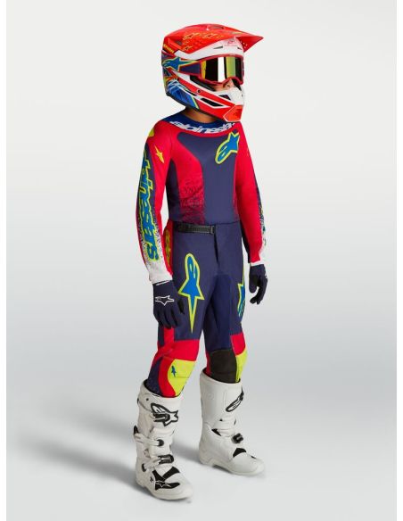 Tenue cross enfant Alpinestars 2027 Fluid Drag - Bleu Rouge Blanc
