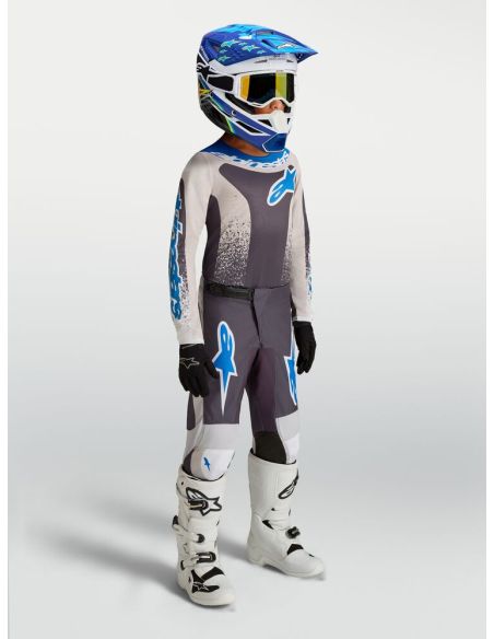 Tenue cross enfant Alpinestars 2027 Fluid Drag - Gris Lila Bleu Ucla