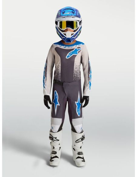 Tenue cross enfant Alpinestars 2027 Fluid Drag - Gris Lila Bleu Ucla