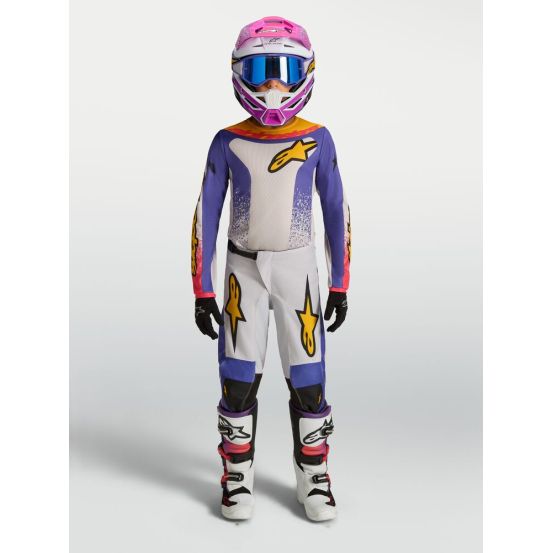 Tenue cross enfant Alpinestars 2027 Fluid Drag - Lila Bleu Rouge