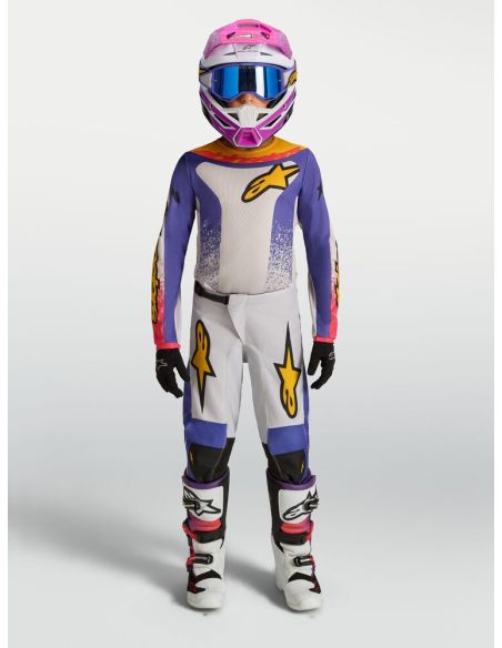 Tenue cross enfant Alpinestars 2027 Fluid Drag - Lila Bleu Rouge
