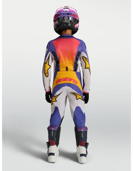 Tenue cross enfant Alpinestars 2027 Fluid Drag - Lila Bleu Rouge
