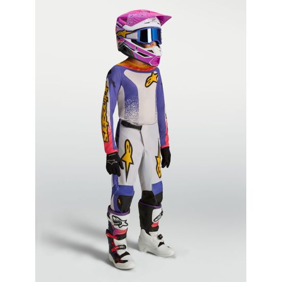 Tenue cross enfant Alpinestars 2027 Fluid Drag - Lila Bleu Rouge