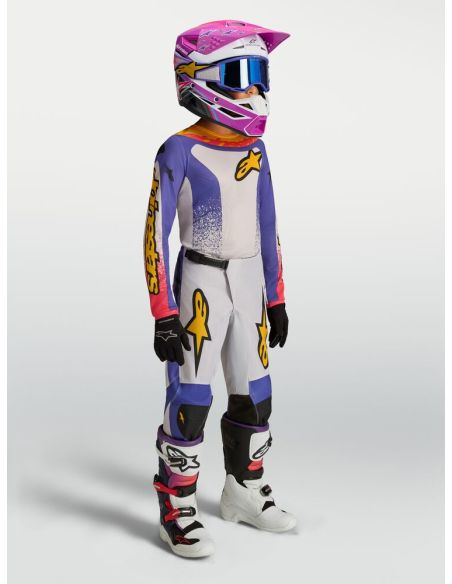 Tenue cross enfant Alpinestars 2027 Fluid Drag - Lila Bleu Rouge