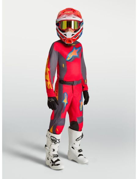 Tenue cross enfant Alpinestars 2027 Fluid Hunt - Rouge Gris Corail