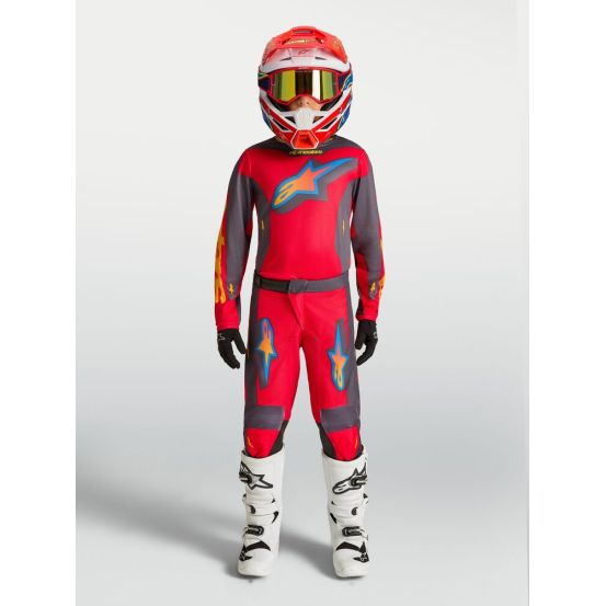 Tenue cross enfant Alpinestars 2027 Fluid Hunt - Rouge Gris Corail