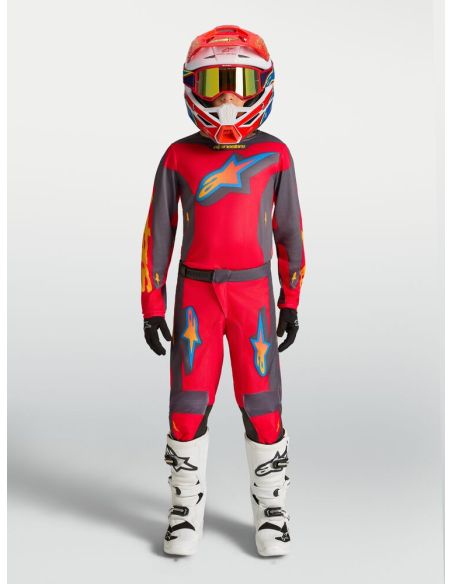 Tenue cross enfant Alpinestars 2027 Fluid Hunt - Rouge Gris Corail