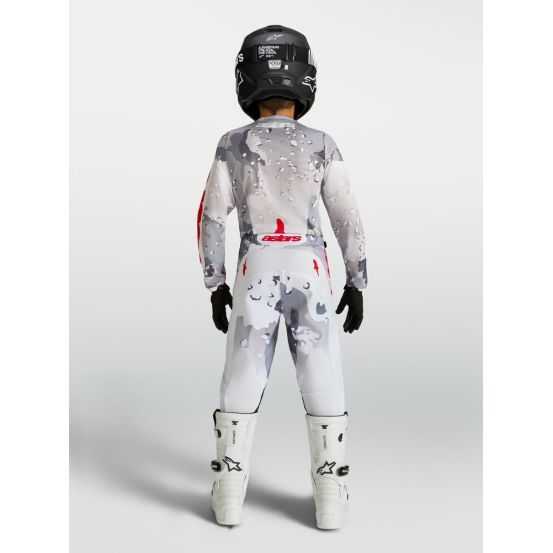 Tenue cross enfant Alpinestars 2027 Fluid Lone - Camo Gris Blanc Rouge