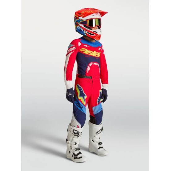 Tenue cross enfant Alpinestars 2027 Supertech Dyna - Rouge Blanc Bleu