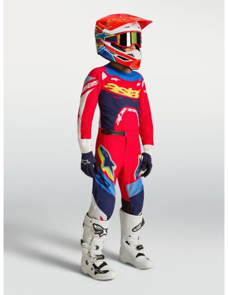 Tenue cross enfant Alpinestars 2027 Supertech Dyna - Rouge Blanc Bleu