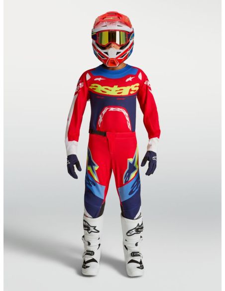 Tenue cross enfant Alpinestars 2027 Supertech Dyna - Rouge Blanc Bleu