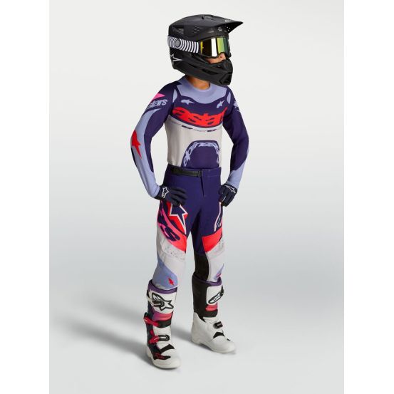 Tenue cross enfant Alpinestars 2027 Supertech Dyna - Violet Rose Fluo