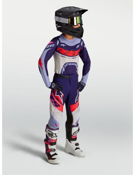 Tenue cross enfant Alpinestars 2027 Supertech Dyna - Violet Rose Fluo