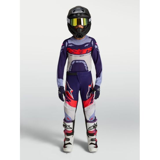Tenue cross enfant Alpinestars 2027 Supertech Dyna - Violet Rose Fluo