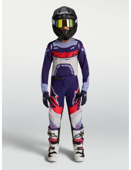 Tenue cross enfant Alpinestars 2027 Supertech Dyna - Violet Rose Fluo