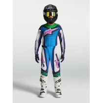 Tenue cross enfant Alpinestars 2027 Supertech Maven - Blanc Bleu Vert Fluo