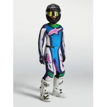 Tenue cross enfant Alpinestars 2027 Supertech Maven - Blanc Bleu Vert Fluo 2