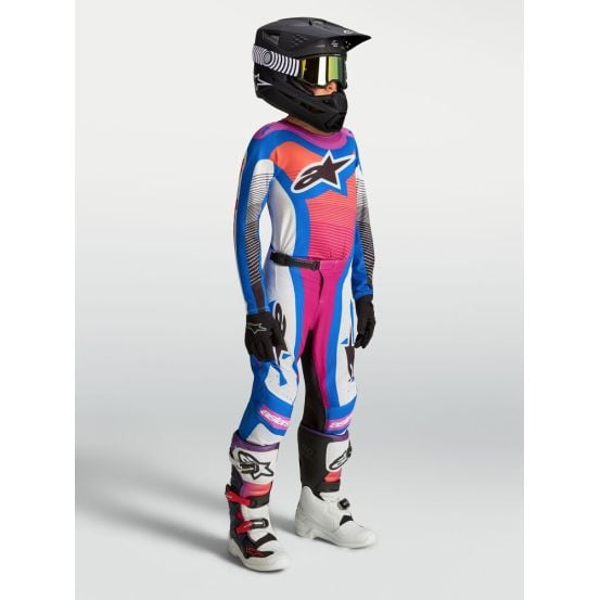 Tenue cross enfant Alpinestars 2027 Supertech Maven - Blanc Corail Bleu