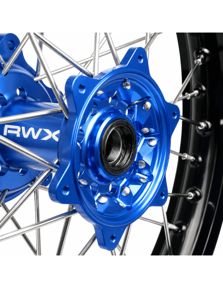 Paire de roues motocross RWX Moyeu Bleu Yamaha 125 / 250 YZ 2007-2026