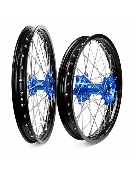 Paire de roues motocross RWX Moyeu Bleu KTM SX / SX-F et Husqvarna TC / FC 2015-2027