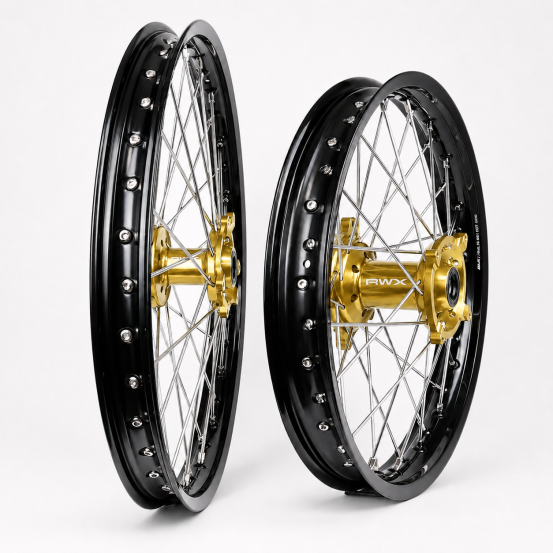 Paire de roues motocross RWX Moyeu Or Suzuki 250 / 450 RM-Z 2007-2027