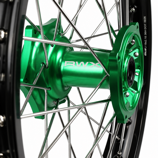 Paire de roues motocross RWX Moyeu Vert Kawasaki 250 KX-F 2021-2025 / 450 KX-F 2019-2025