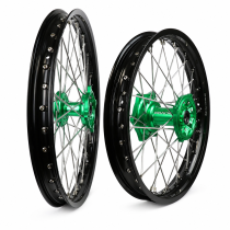 Paire de roues motocross RWX Moyeu Vert Kawasaki 250 KX-F 2006-2020 / 450 KX-F 2006-2018